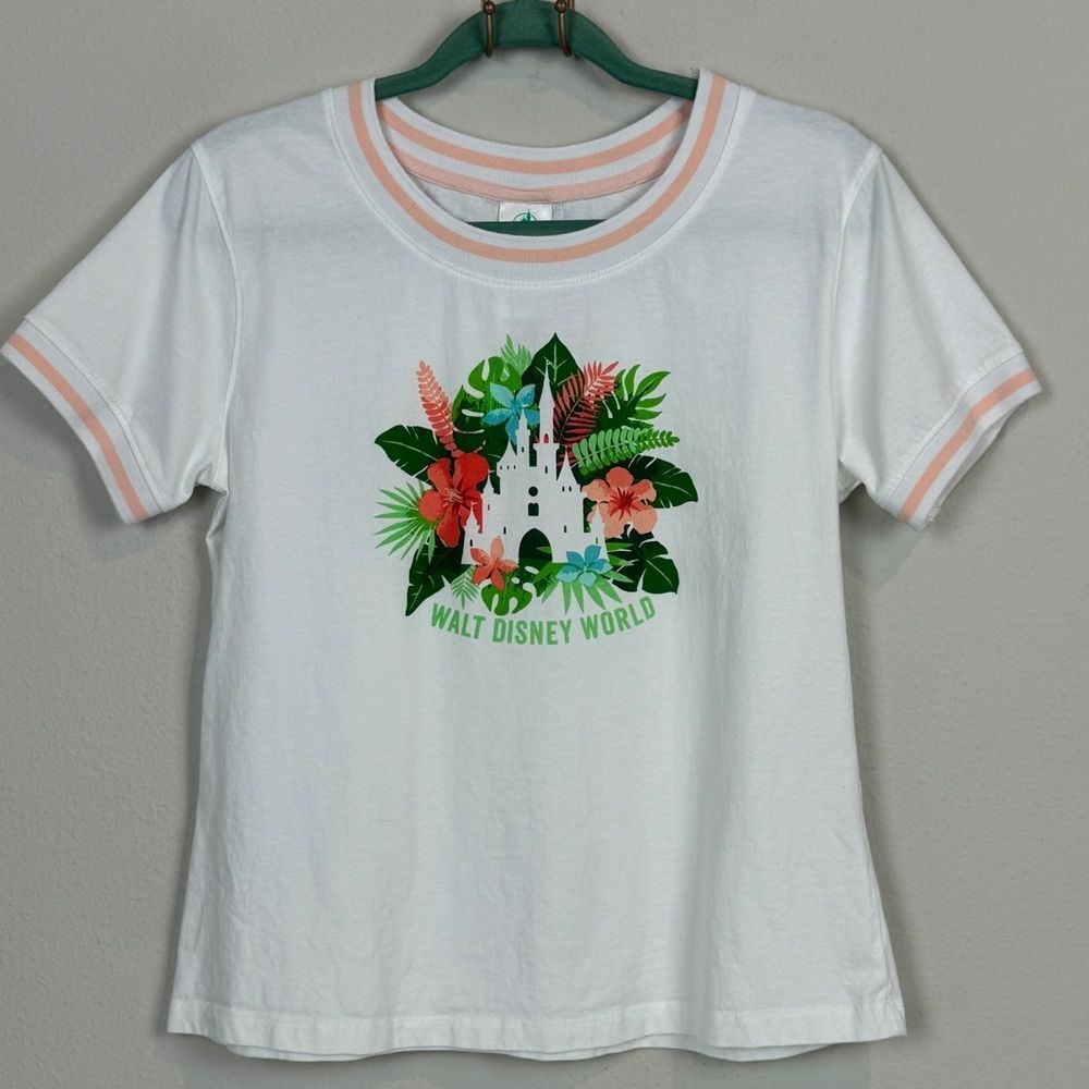 Disney Cinderella’s Castle Tropical Ringer Organic Cotton T-shirt L
